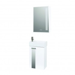 Долен шкаф с порцеланова мивка + Горен шкаф с огледало от PVC Larra-М
